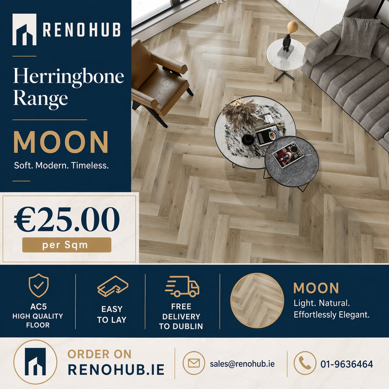 Moon - 12mm Herringbone - New Range