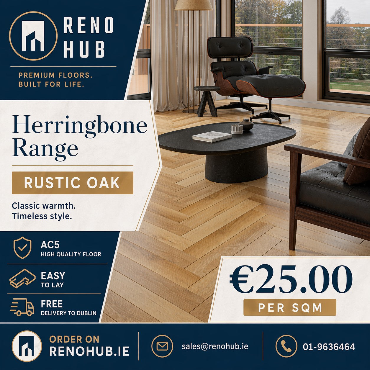 Rustic Oak - 12mm Herringbone - New Range