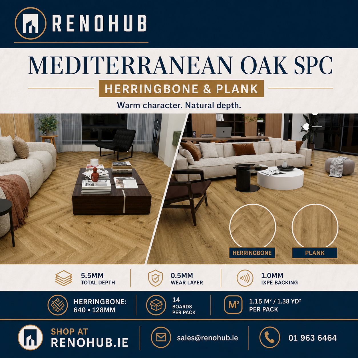 Mediterranean Oak - SPC - Herringbone
